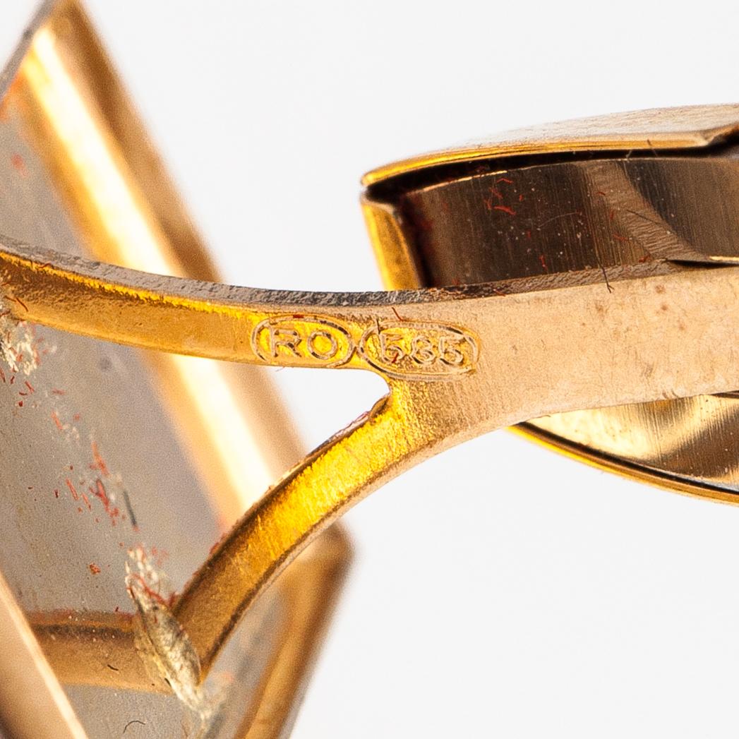 A tie pin and a pair of cufflinks made of 14K gold. Risto Orell, Vaasa.
