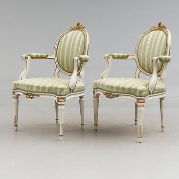 KARMSTOLAR, 1 par, gustaviansk stil, 1900-talets början.