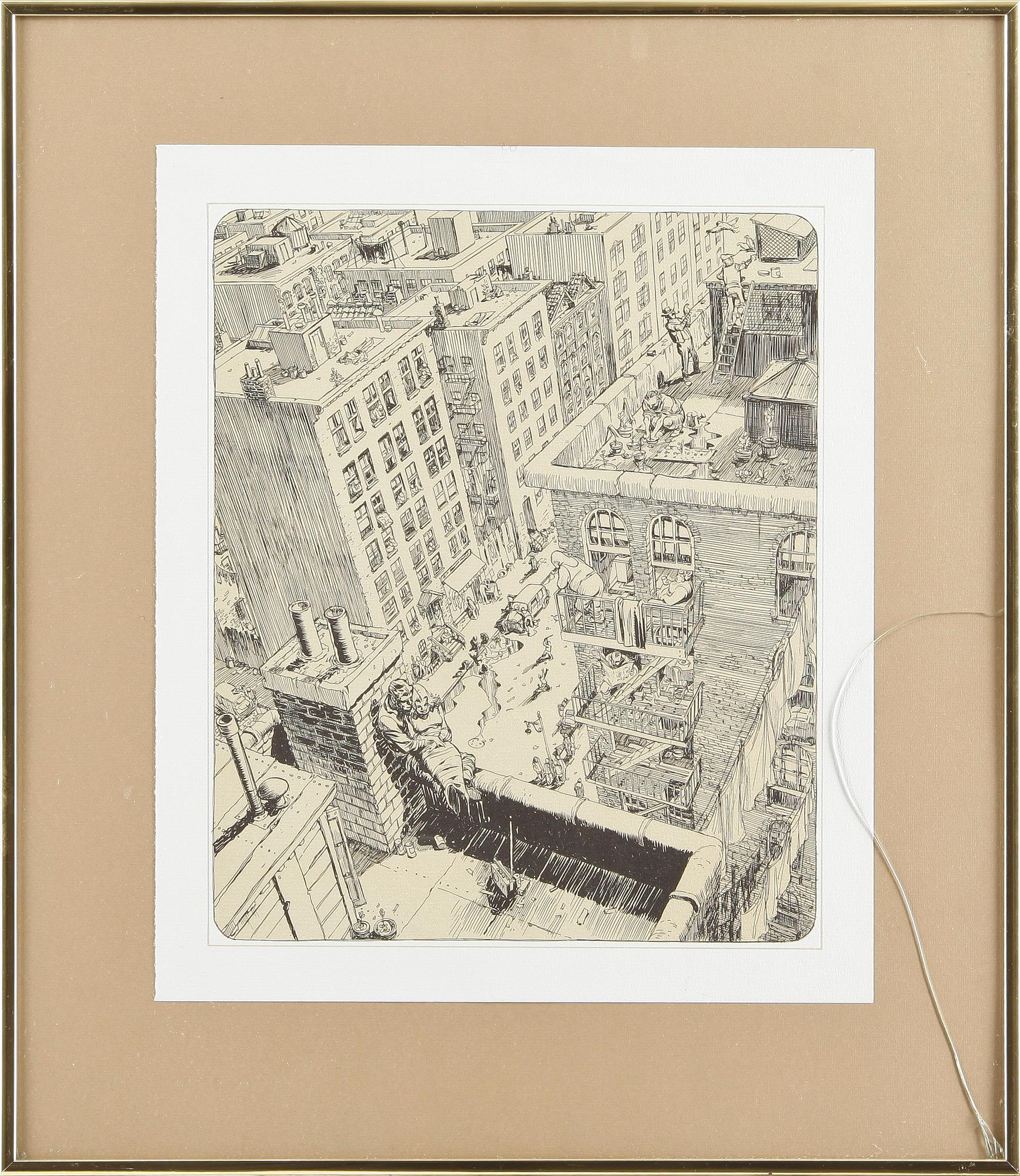 WILL EISNER, 6st, litografier, "City: a narrative", ett blad signerat, uppl 1500ex, utg Hollybrooks Graphics, 1980.
