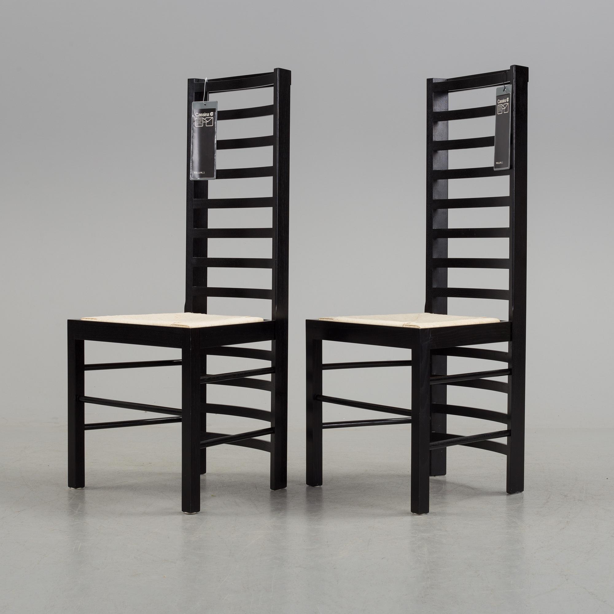 CHARLES RENNIE MACKINTOSH, stol, "Willow 2", Cassina, formgiven 1904, 1970-tal.
