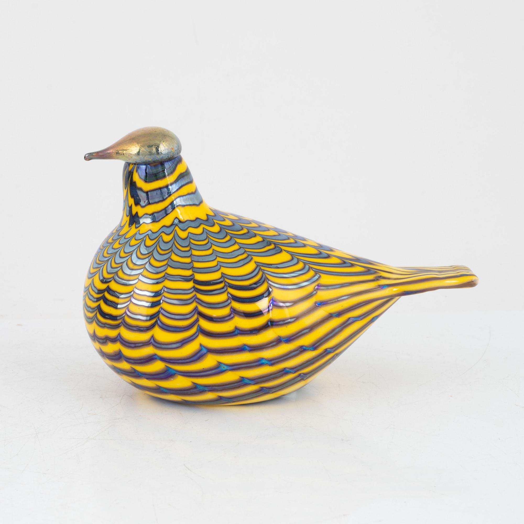 Oiva Toikka, a Yellow Grouse (Keltariekko) glass bird