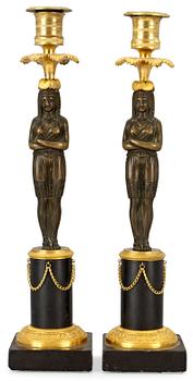 956. A pair of late Gustavian candlesticks.