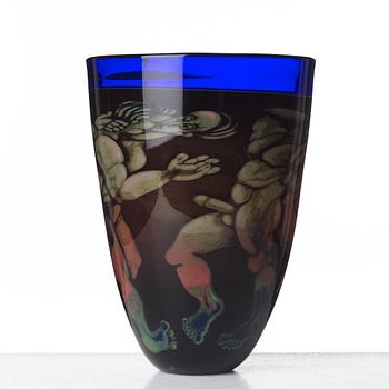 Eva Englund, a "graal" glass vase, Orrefors 1988.