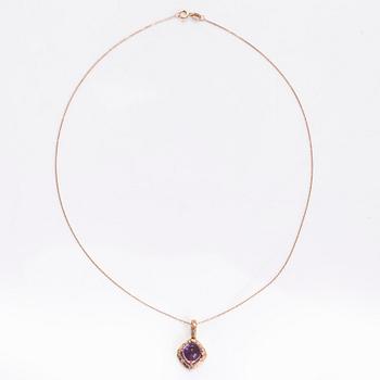 Halsband, 14K roséguld, ametist och diamanter.