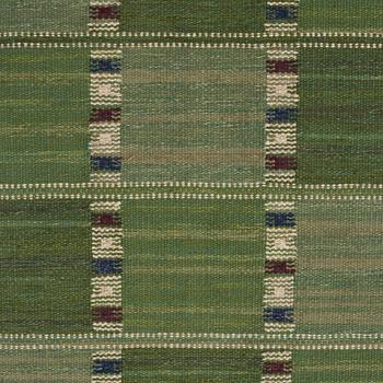 Barbro Nilsson, MATTO, "Falurutan grön I", flat weave, ca 210,5 x 150,5 cm, signed AB MMF BN.