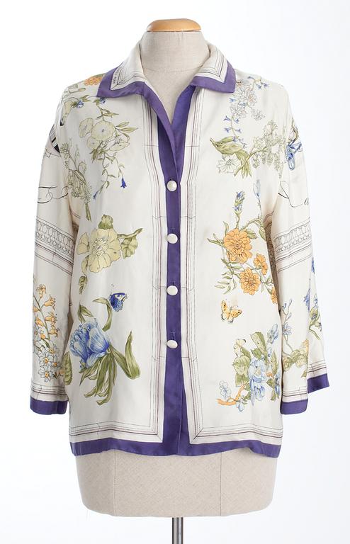 A Hermès silk blouse, "Quai aux fleurs".
