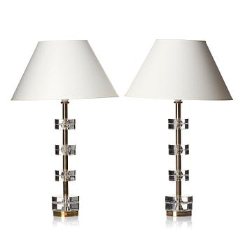 235. Carl Fagerlund, a pair of table lamps model "RD 1987", Orrefors, 1960s-70s.