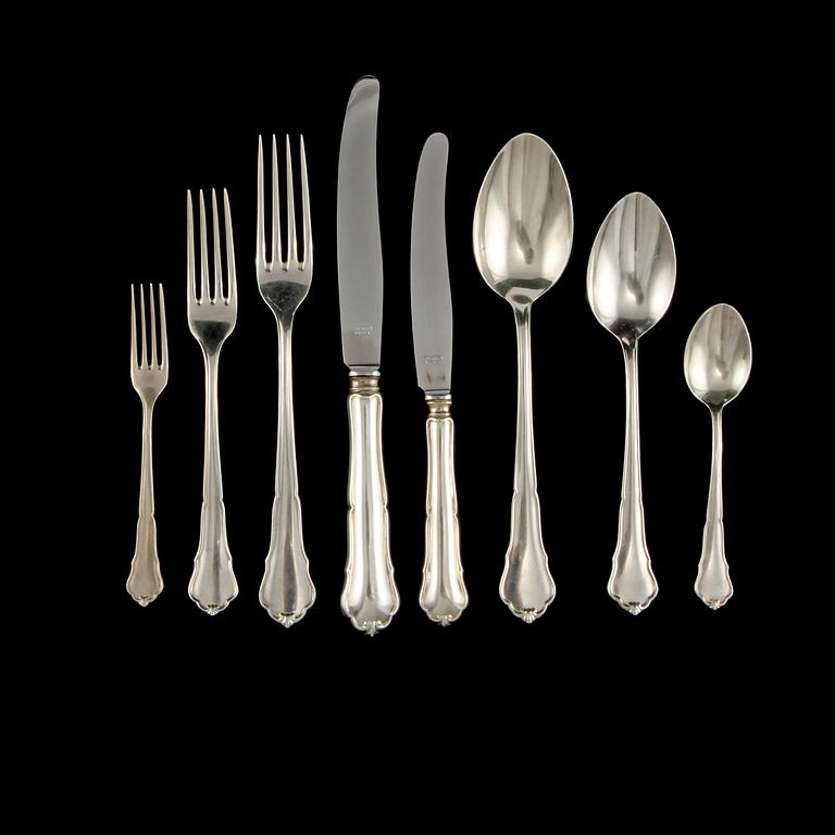 BESTICKSERVIS, 96 delar, silver, svenska importstämplar samt GVH, Stockholm, 1941, total vikt ca 4580 g.