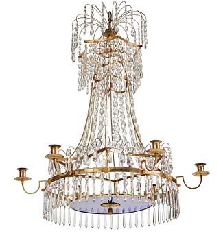 69. A late Gustavian circa 1800 six-light chandelier.