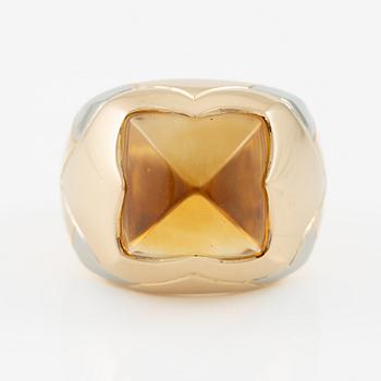 Bulgari, ring, "Pyramid", 18K gold with citrine.