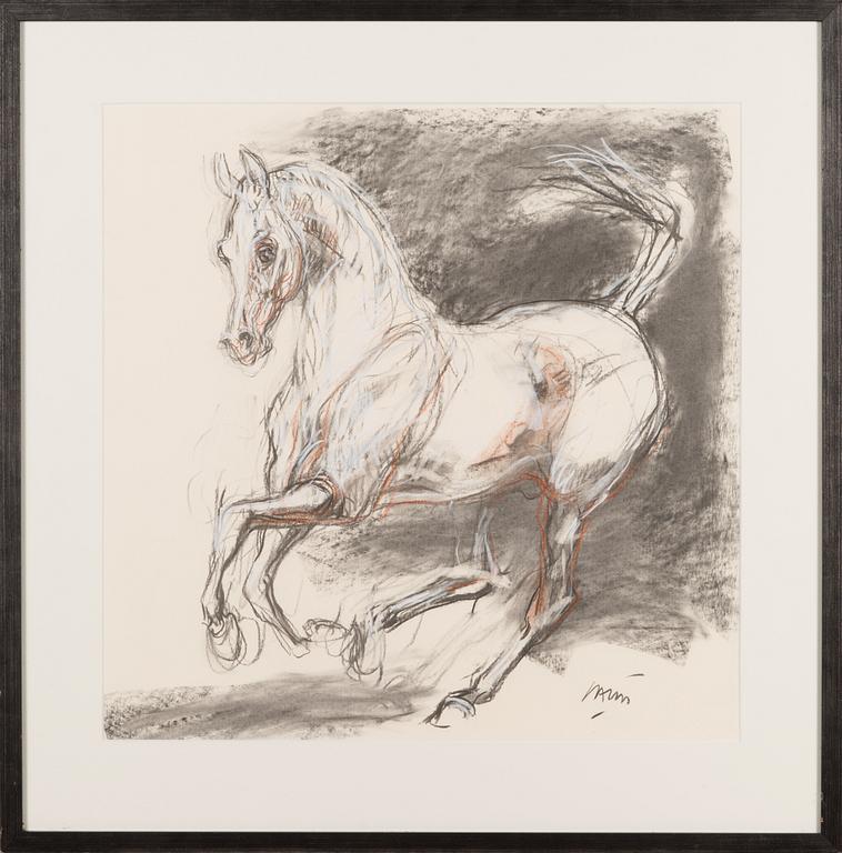 Jean-Louis Sauvat, mixed media on paper, signed.