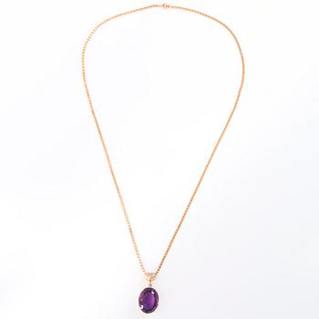 HALSBAND, 14K guld, ametist och diamanter, 1981.