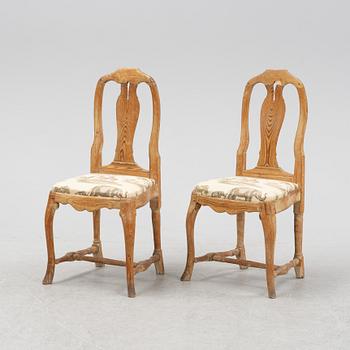 A pair of late baroque/rococo chairs, 18th century.