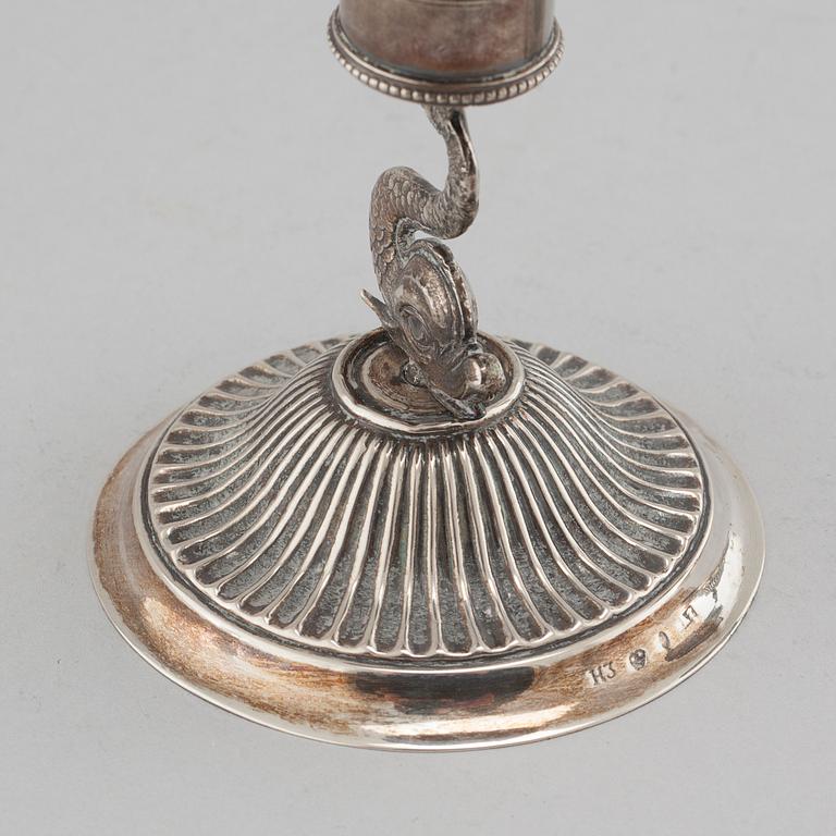 a pair of silver candlesticks, Stockholm, 1814.