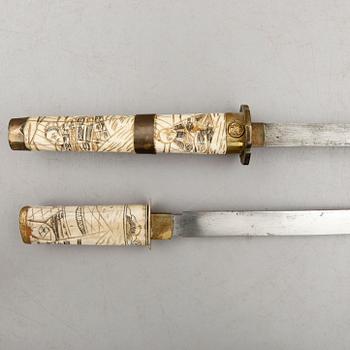 SVÄRD, 2 st, orientaliska, 1800-/1900-tal.