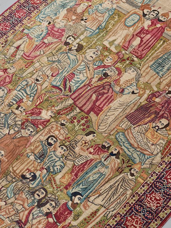 MATTO, an antique Kerman Laver figural, "the Rulers of the World", ca 236,5 x 140,5-143,5 cm.