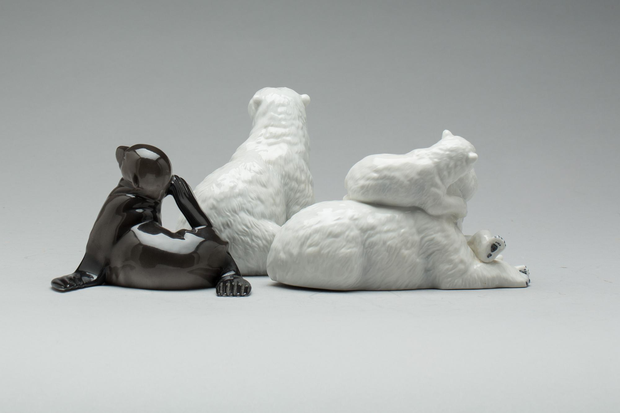 FIGURINER, 3 st. Porslin. Royal Copenhagen.