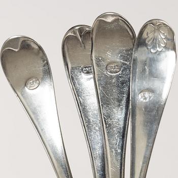 Nine Swedish silver spoons, early 19th century.
