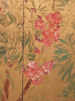 A Japanese six fold screen, early 20th Century.