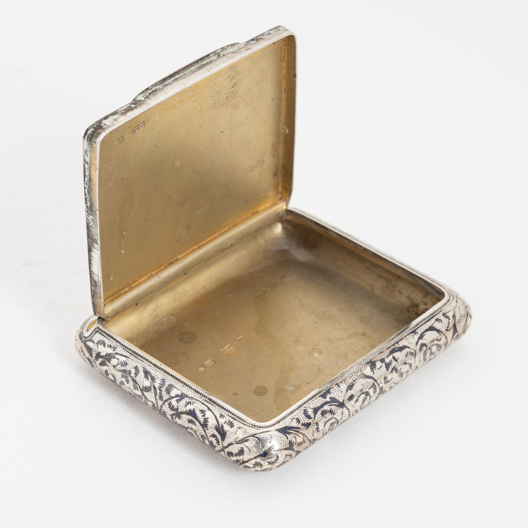 A Russian silver niello box, Moscow 1890.