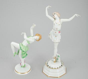 FIGURINER, 2 st, porslin, "Spring" samt "Charleston", Rosenthal 1900-tal.