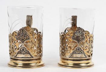 TEGLAS, ett par, silver och glas, Sovjetryssland, 1900-tal.