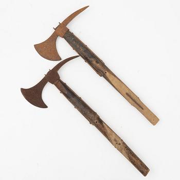 A pair of boarding axes, Swedish, 1780, pattern.