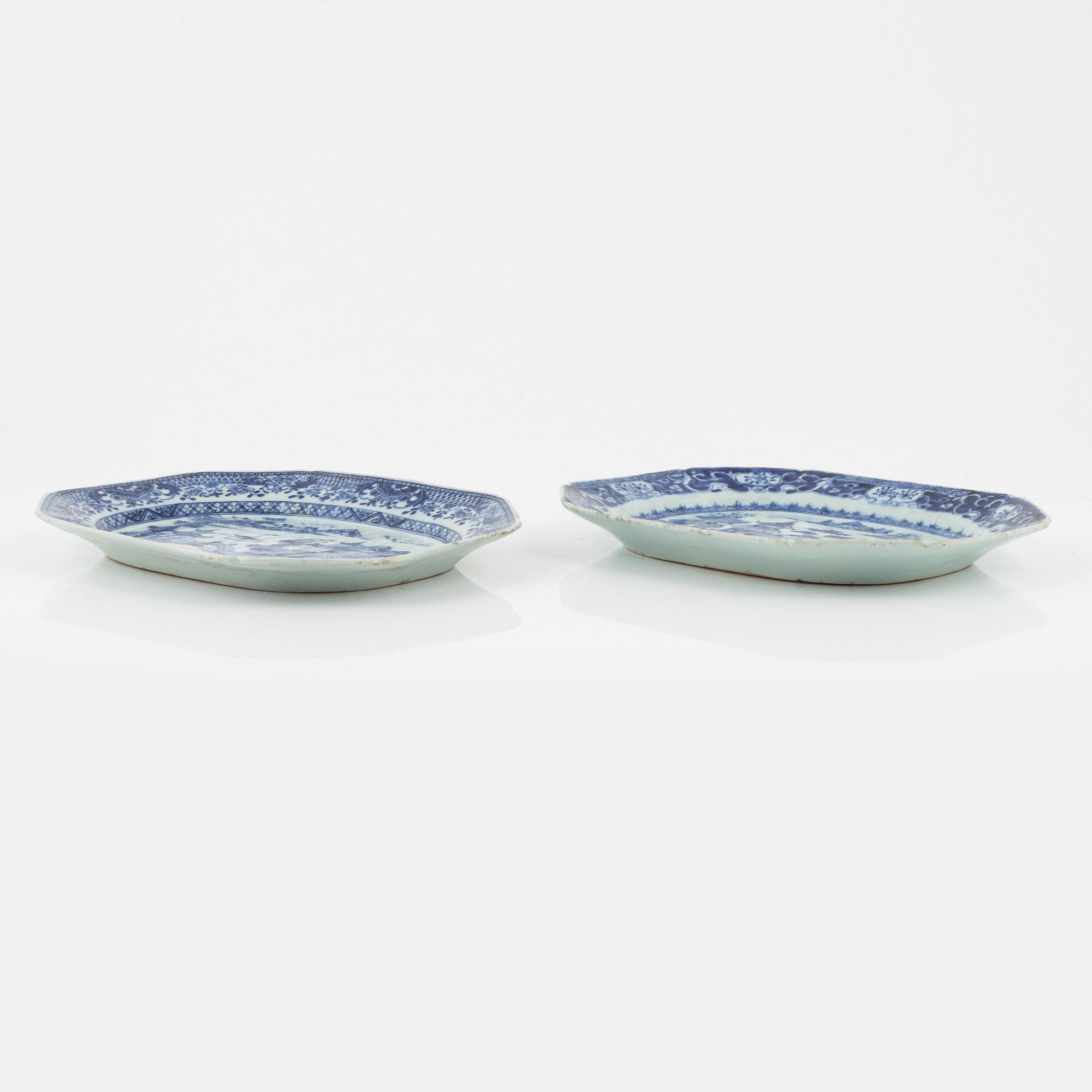 Two blue and white serving dishes, Qing dynasty, Qianlong (1736-95).
