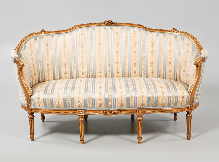 SALONGSGRUPP, 6 delar, gustaviansk stil, 1900-talets första hälft.