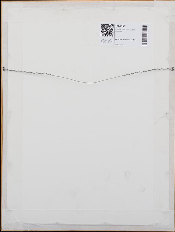 Anders Zorn, a sigend etching from 1911.