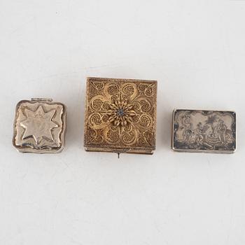 Three Silver Boxes, including Holland circa 1900.