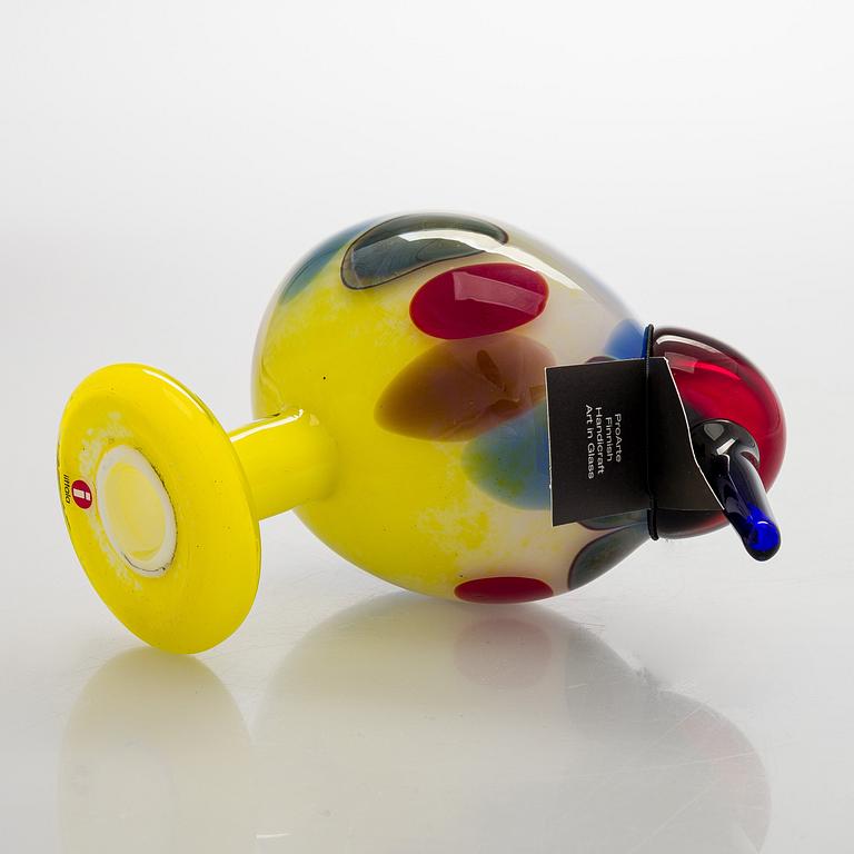 Oiva Toikka, glasfågel, "Jewelled kiwi", signerad och numrerad O. Toikka Nuutajärvi 1453/5000.