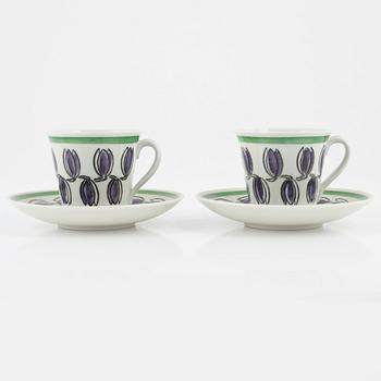 Two 'Delila' porcelain coffeecups with saucers from Upsala Ekeby Gefle.
