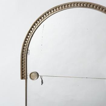 A Swedish Grace white metal framed mirror by Herman Bergman, Stockholm 1920-30's.