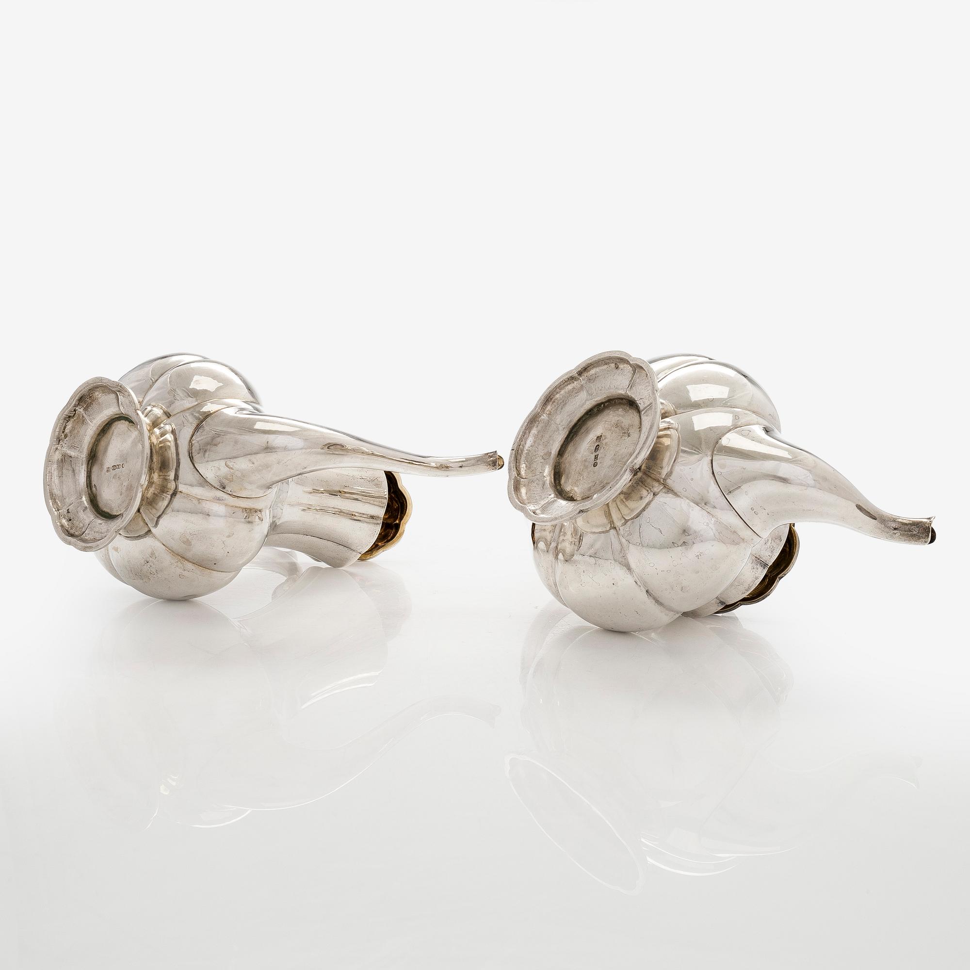 Henrik Hacklin och Johan Warjus, kaffe- och teservis, 4 delar, silver, S:t Petersburg 1868-69 och 1857.