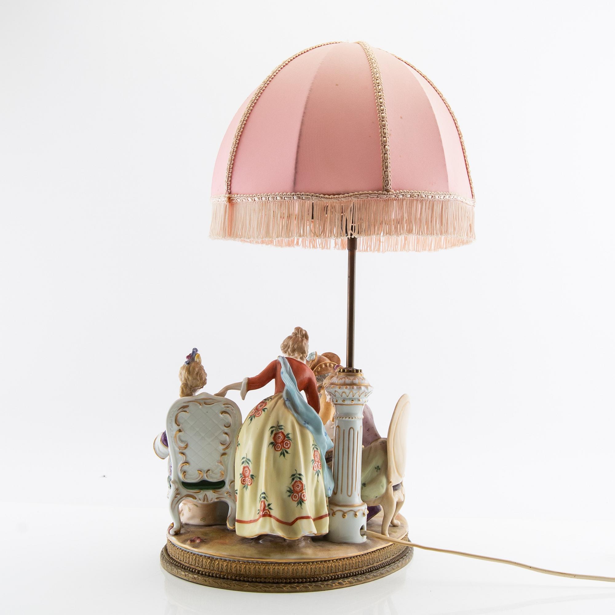 Table lamp Capo di Monte similar mark 20th century porcelain.