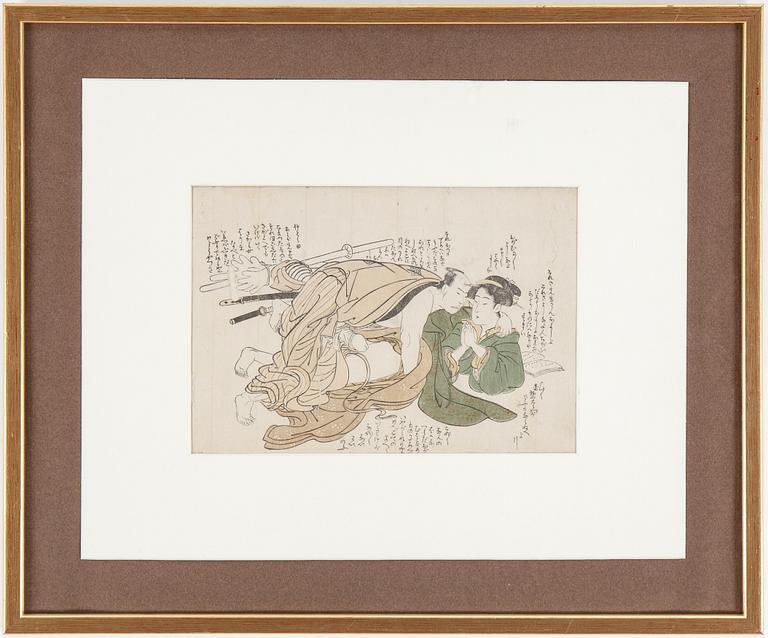 a Japanese 19h Century woodcut with Shunga motiv.