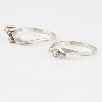 RINGAR, 2 st, med briljant och åttkantslipade diamanter.