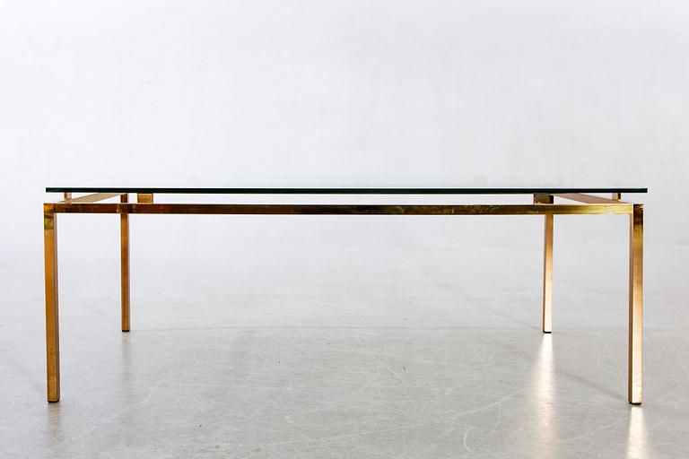 Coffee table, 1960s-70s, brass, glass.