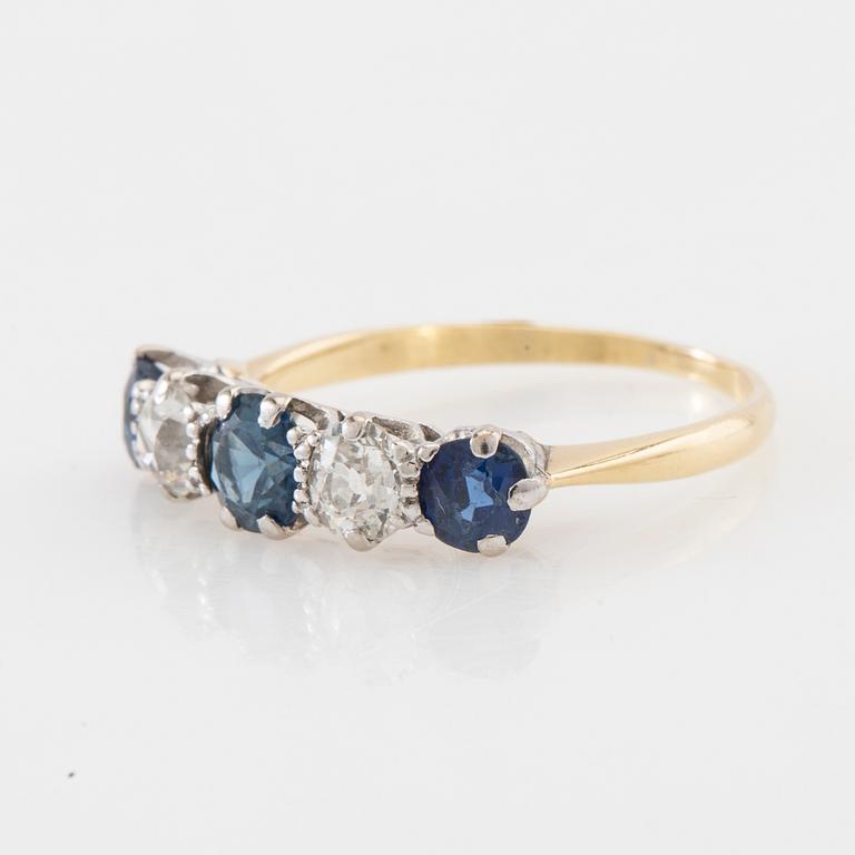 Ring 18K rose and white gold with sapphires and diamonds.