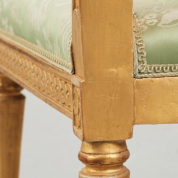 A pair of Gustavian 18th century chairs by Johan Erik Höglander (master in  Stockholm 1777).