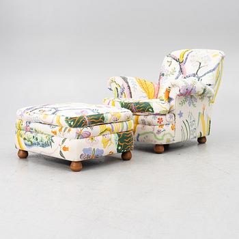 Josef Frank, armchair with footstool, model 336, Svenskt Tenn.