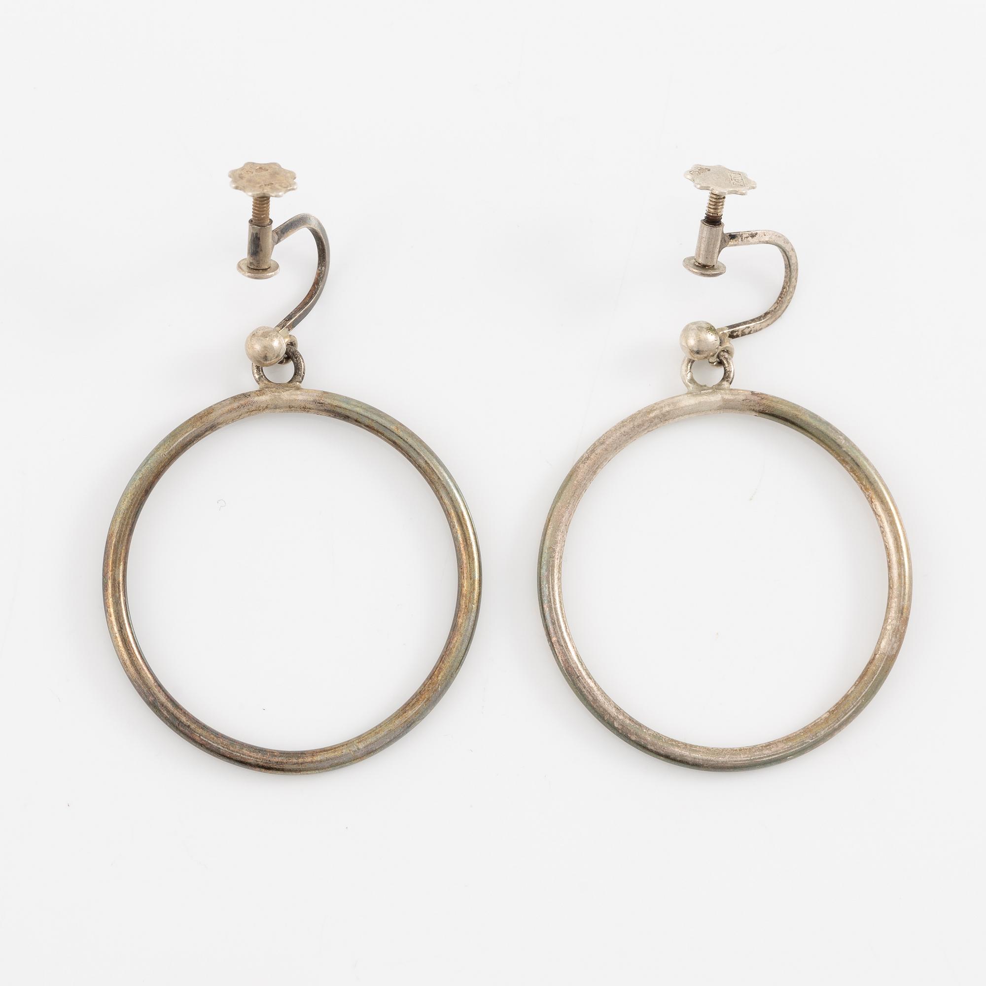 Lars Arby, four pairs of earrings, silver, Gothenburg including 1963 and 1969.