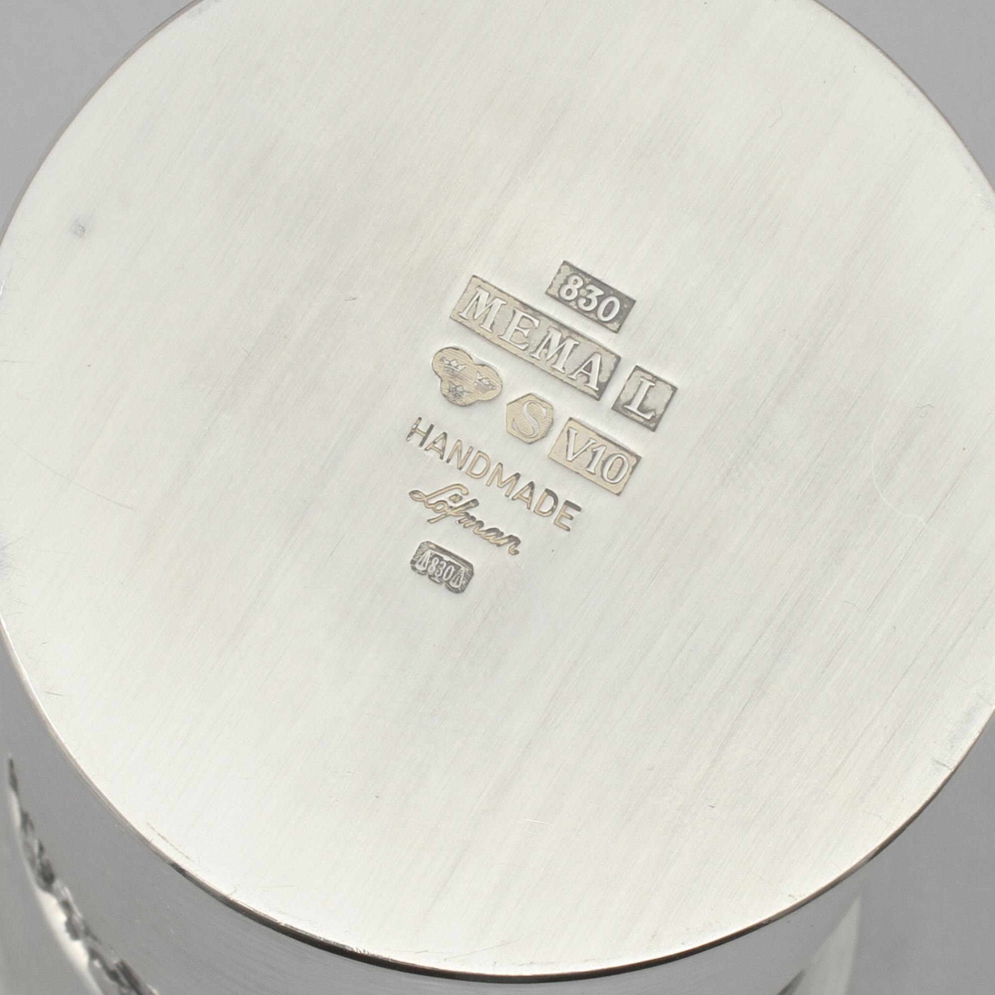 PARTI SILVER, 3 delar, bl a Löfman, Mema, 1995. Vikt 625 gram.