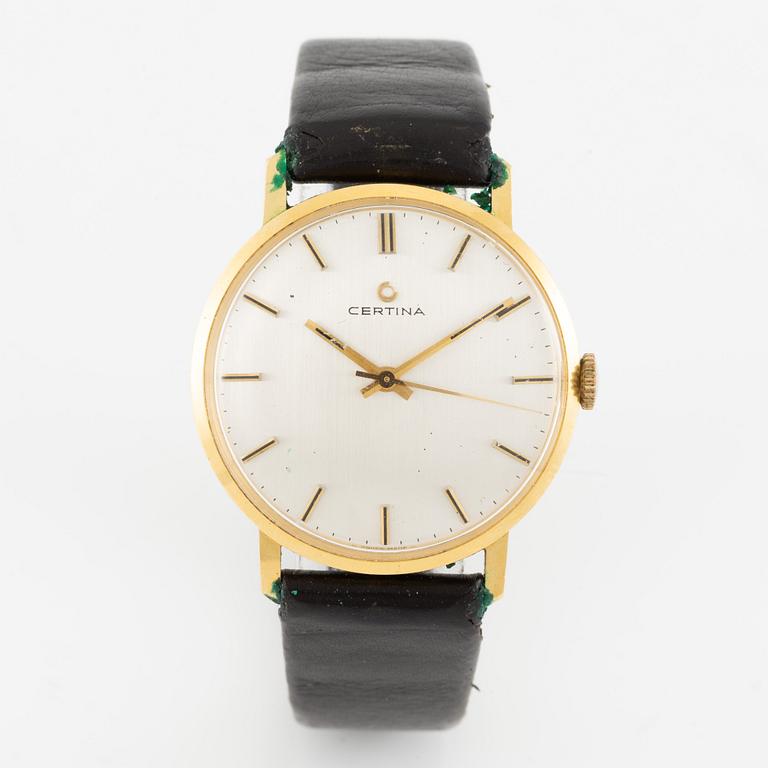 Certina, wristwatch, 18K gold, 34 mm.