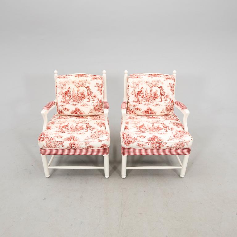 Armchairs, a pair of Gripsholm chairs, Sweden, second half of the 20th century.