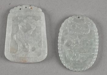 HÄNGEN, 6 delar. Jade och agat. Kina, 1800/1900-tal.