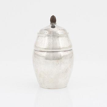 Georg Jensen, a sterling silver tea caddy model 38, Denmark, 1919- c. 1927.