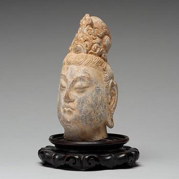 690. A stone sculpture of Guanyin, presumably Ming dynasty, 17th Century.