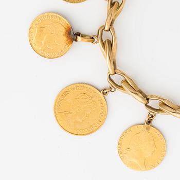 Bracelet 18K gold with gold coin.